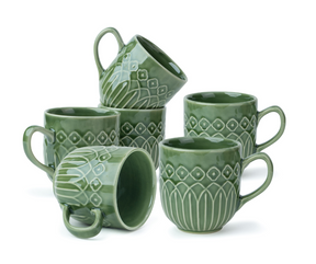 Ceramic Coffee Mug Set, 330ml, Carving Finish