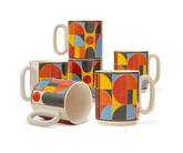 Ceramic Coffee Mug Set, Set of 6, 300ml, Bauhaus | Glossy Finish | Stoneware Coffee Cup Set