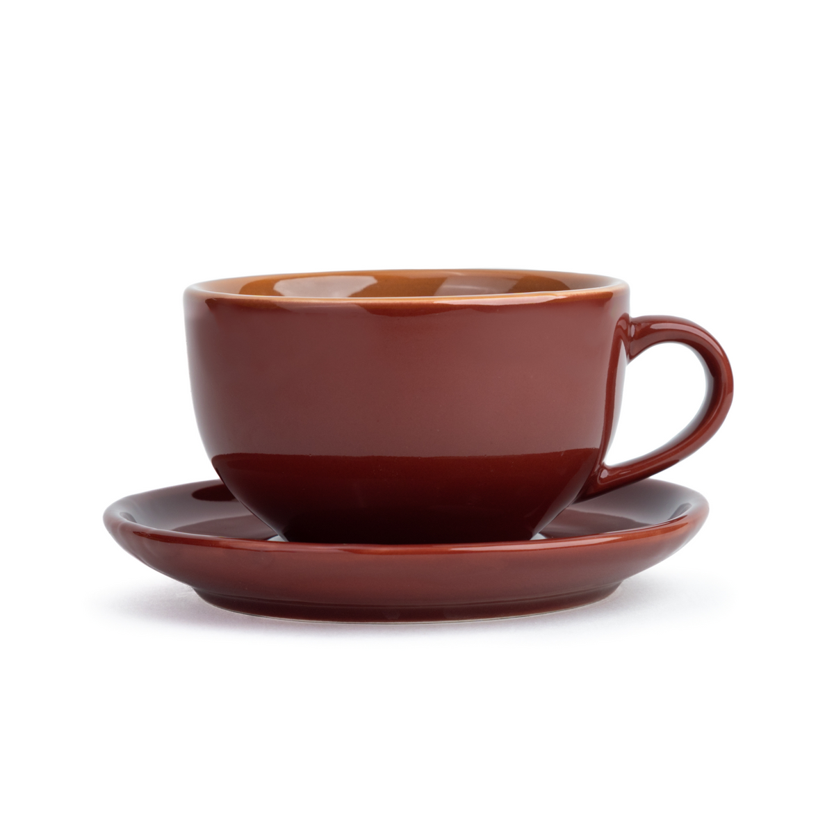 Large Burgundy Ceramic Coffee Cup & Saucer Set – 320ml | XL Cuppa Collection