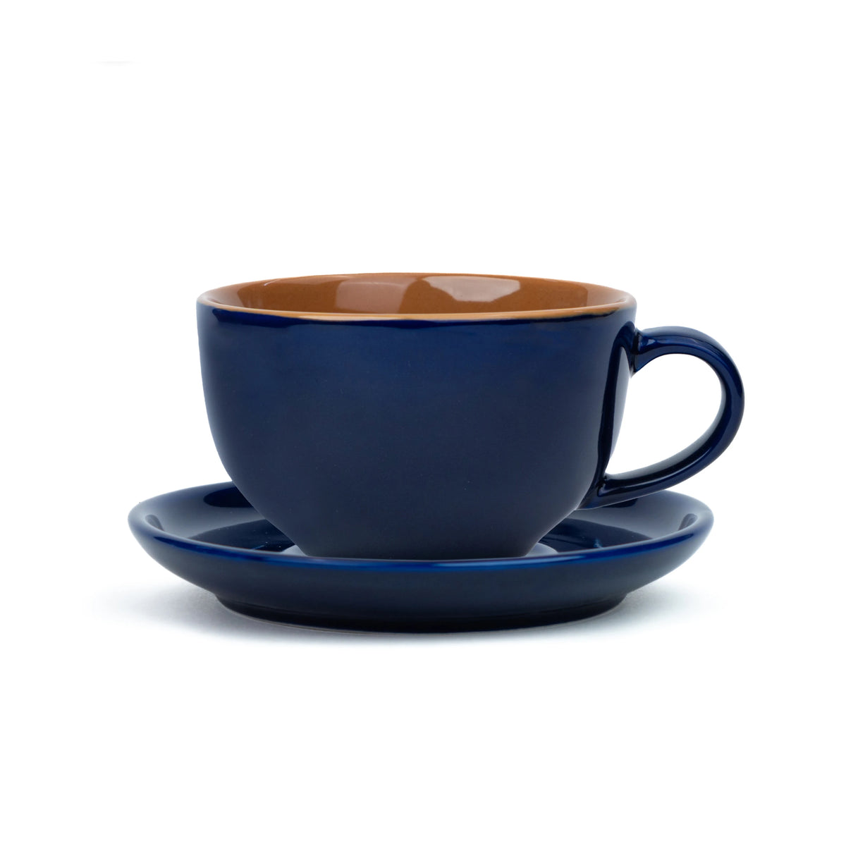 Large Ceramic Midnight Blue Coffee Cup Saucer Set | 320ml | XL Cuppa Collection Blue