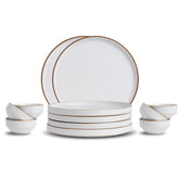 Ceramic Dinner Set | Japandi Collection | 12 Pieces | White | Matte Finish