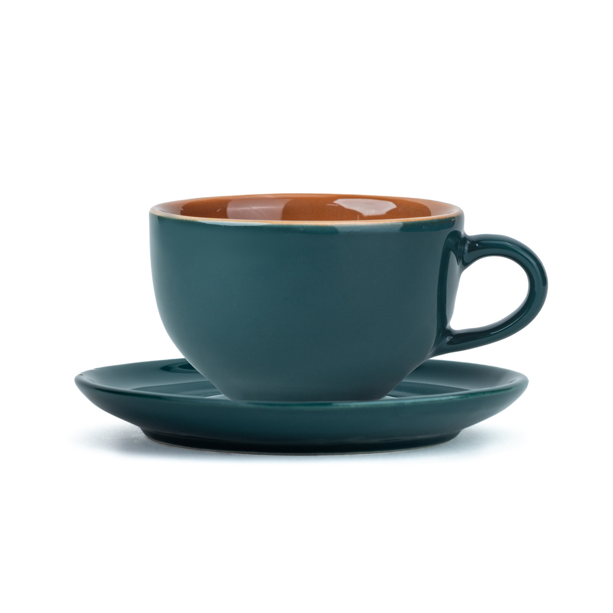 Large Teal Green Ceramic Coffee Cup & Saucer Set – 320ml | XL Cuppa Collection