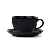 Large Black Ceramic Coffee Cup & Saucer Set – 320ml | XL Cuppa Collection