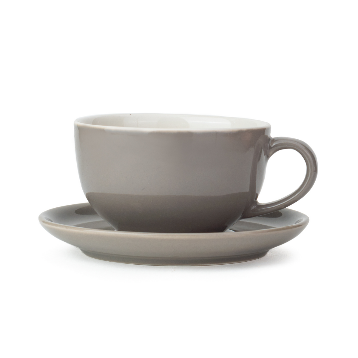 Large Grey Ceramic Coffee Cup & Saucer Set – 320ml | XL Cuppa Collection