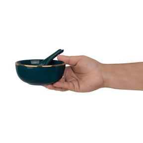 Ceramic Soup Bowl Set | 300ml | With Spoons | Set of 6 | Glossy Finish