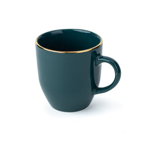 Ceramic Coffee Mug 300ml – Teal with Gold Detail | Milk Mug