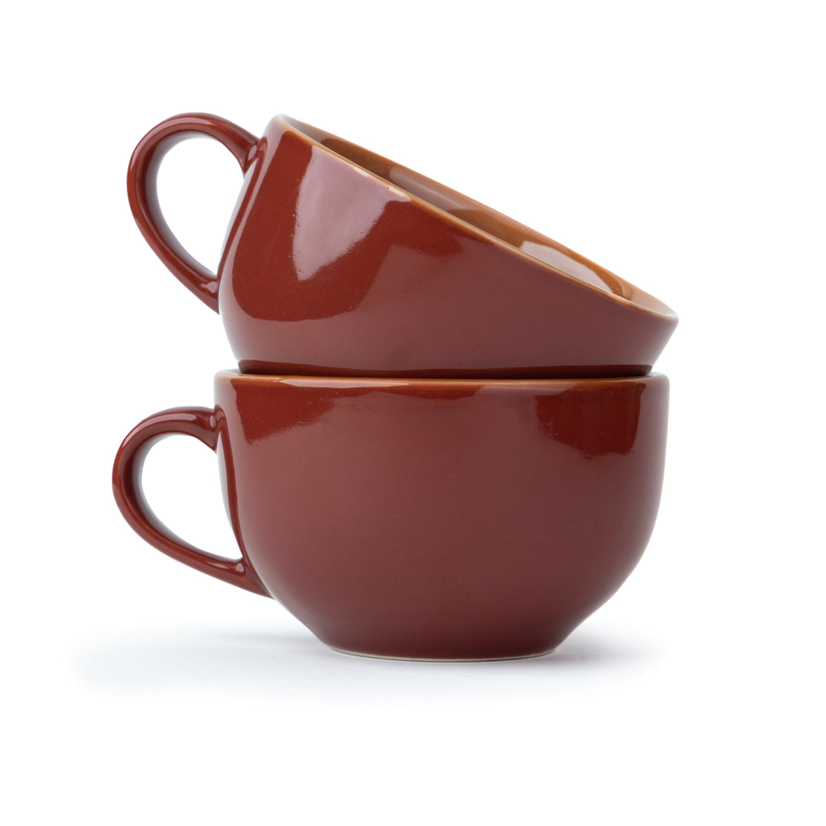 Large Ceramic Coffee Cup Set of 2, Burgundy, 320ml | XL Cuppa Collection | Glossy Finish |