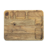 Wooden cutting board with multiple slots on a white background