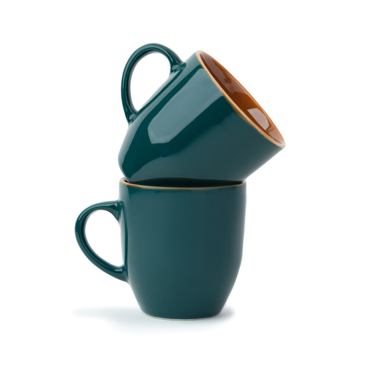 Ceramic Coffee Mug Set, Set of 2, 300ml, Teal Green | Midnight Collection | Glossy Finish