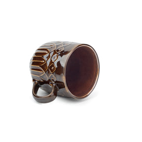 Carving Ceramic Coffee Mug – Brown, 330ml
