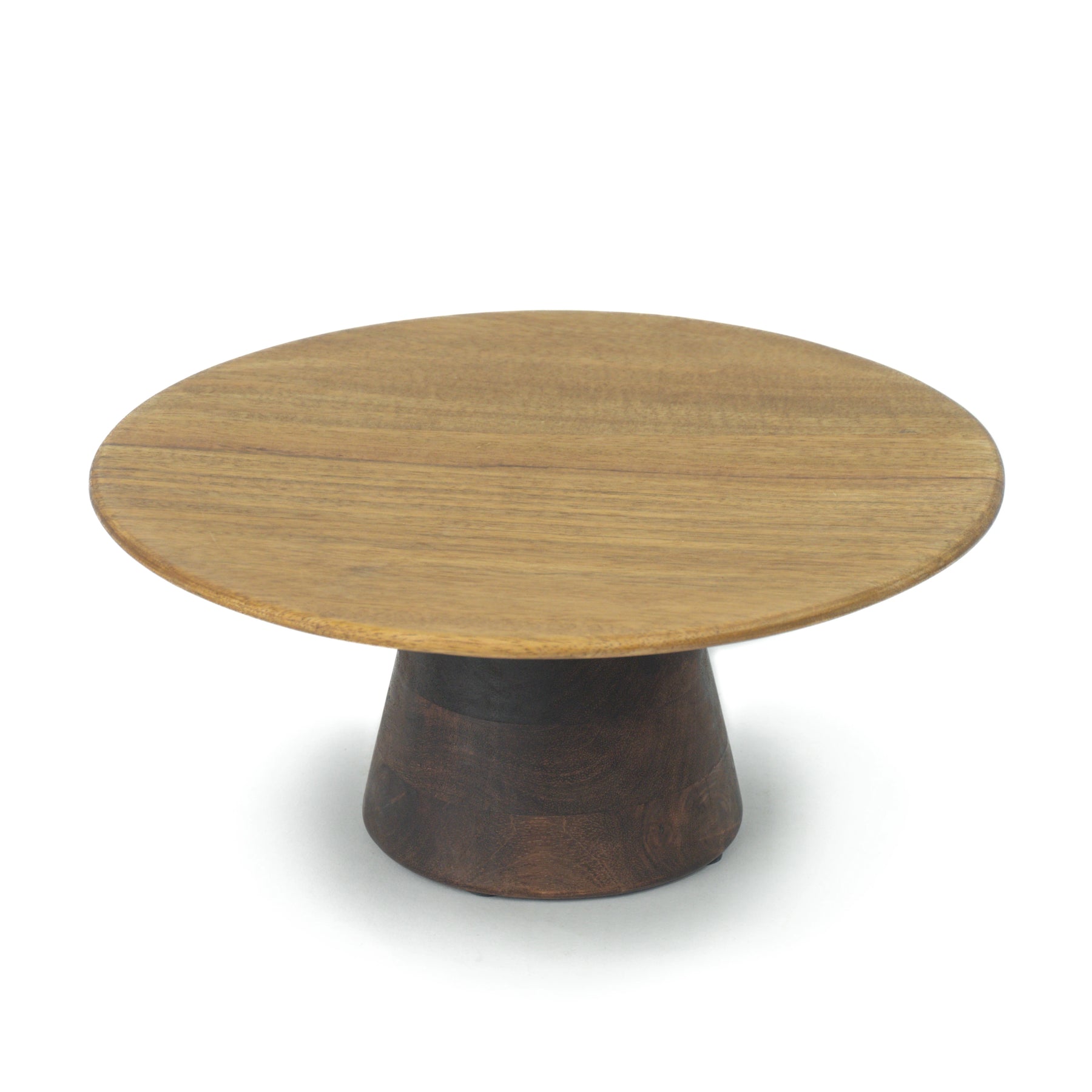 Wooden Cake Stand | Handcrafted Dual Tone Pedestal Stand for Cakes & Desserts