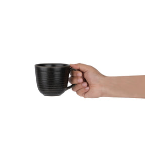 Large Ceramic Coffee Mug Set | Ribbed Collection | 400ml | Glossy Stoneware