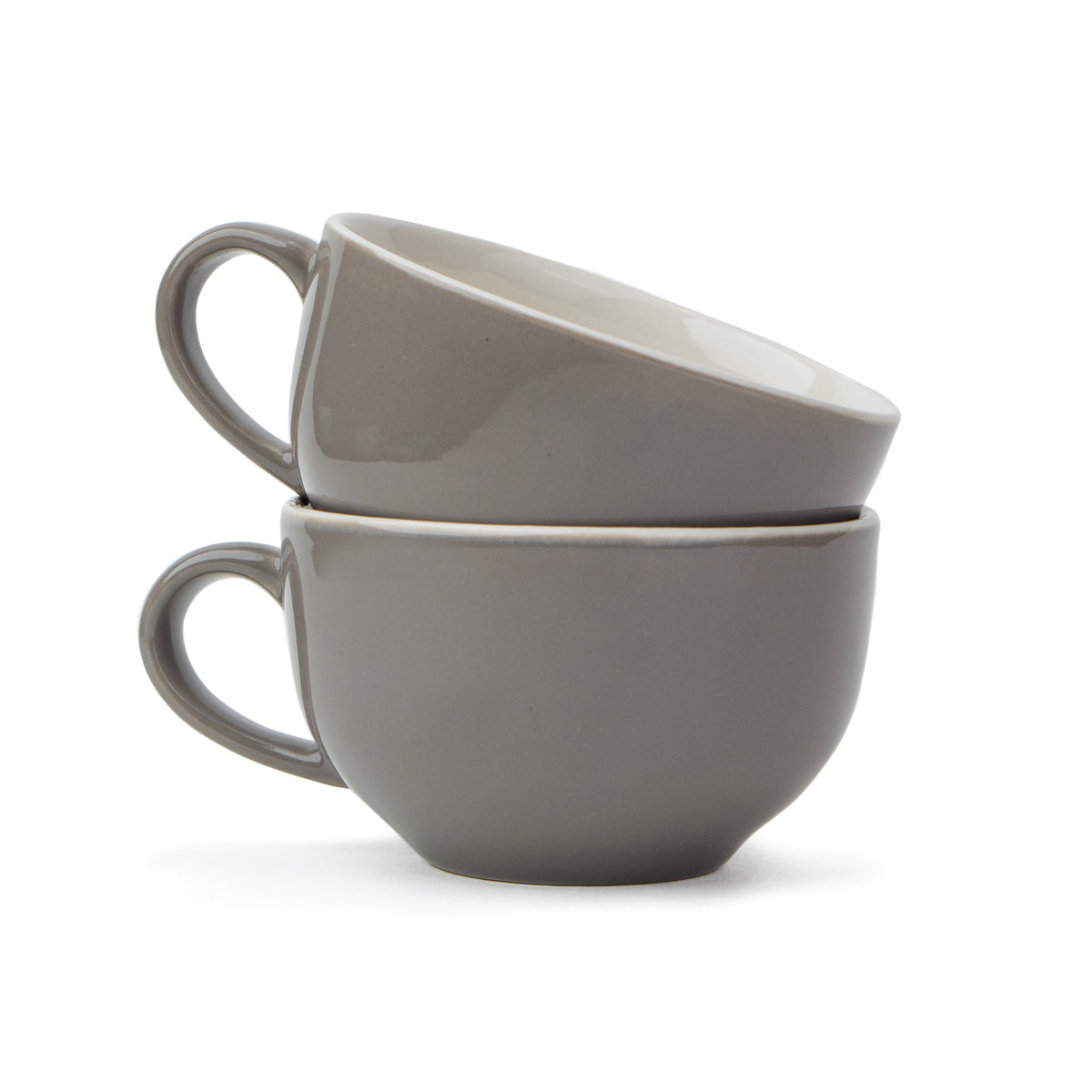 Large Ceramic Coffee Cup Set of 2, Grey, 320ml | XL Cuppa Collection | Glossy Finish