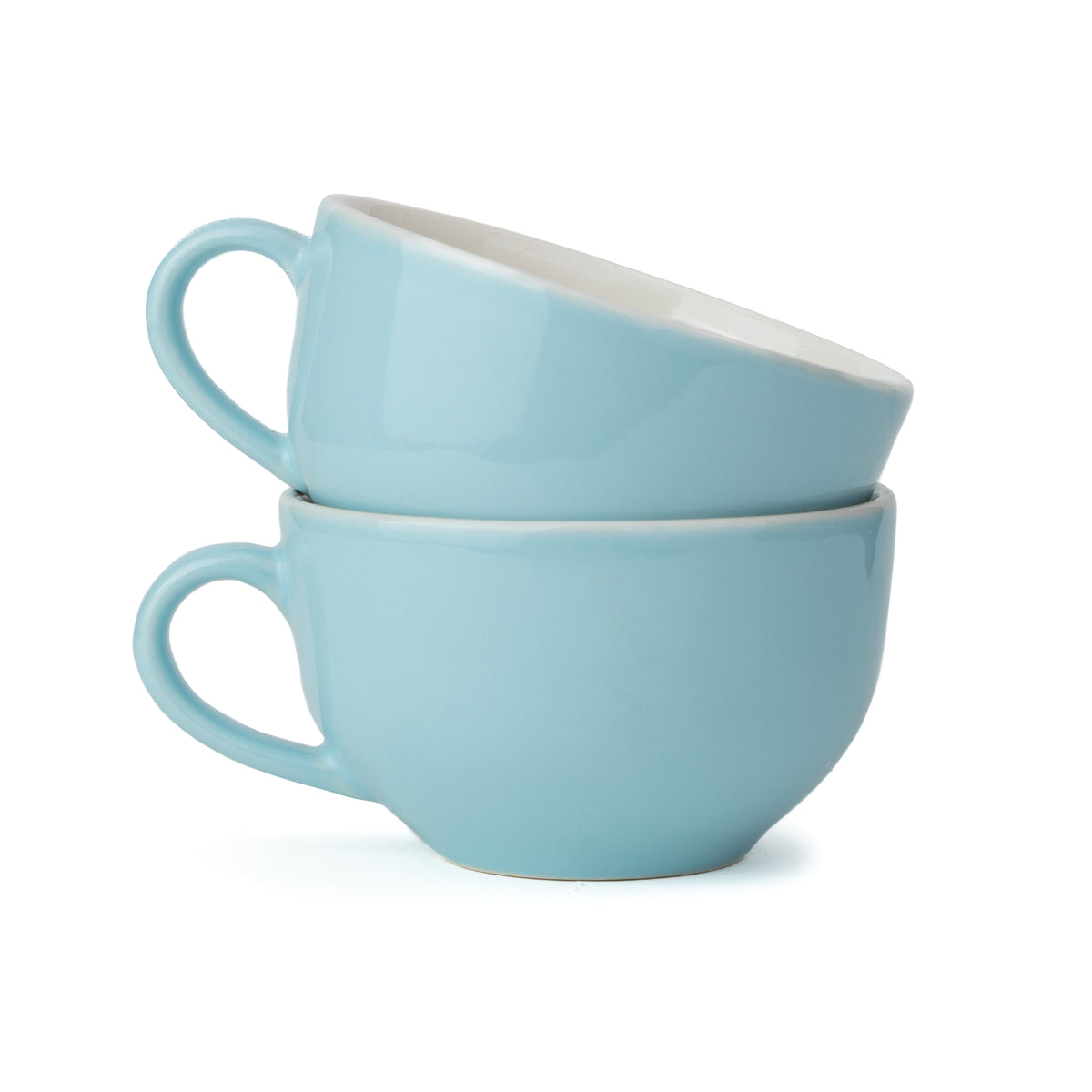 Large Ceramic Coffee Cup Set of 2, Light Blue, 320ml | Cappuccino Cup | Glossy Finish