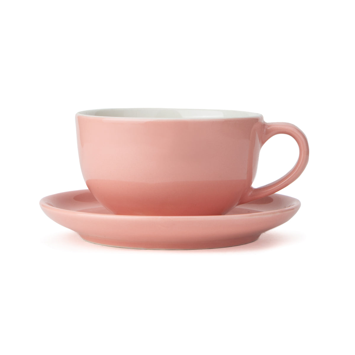 Large Cappuccino Cup Saucer Set, Light Pink, 320ml | XL Cuppa Collection | Glossy Finish