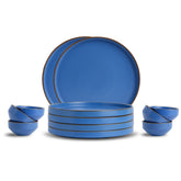 Ceramic Dinner Set | Japandi Collection | 12 Pieces | Blue | Matte Finish