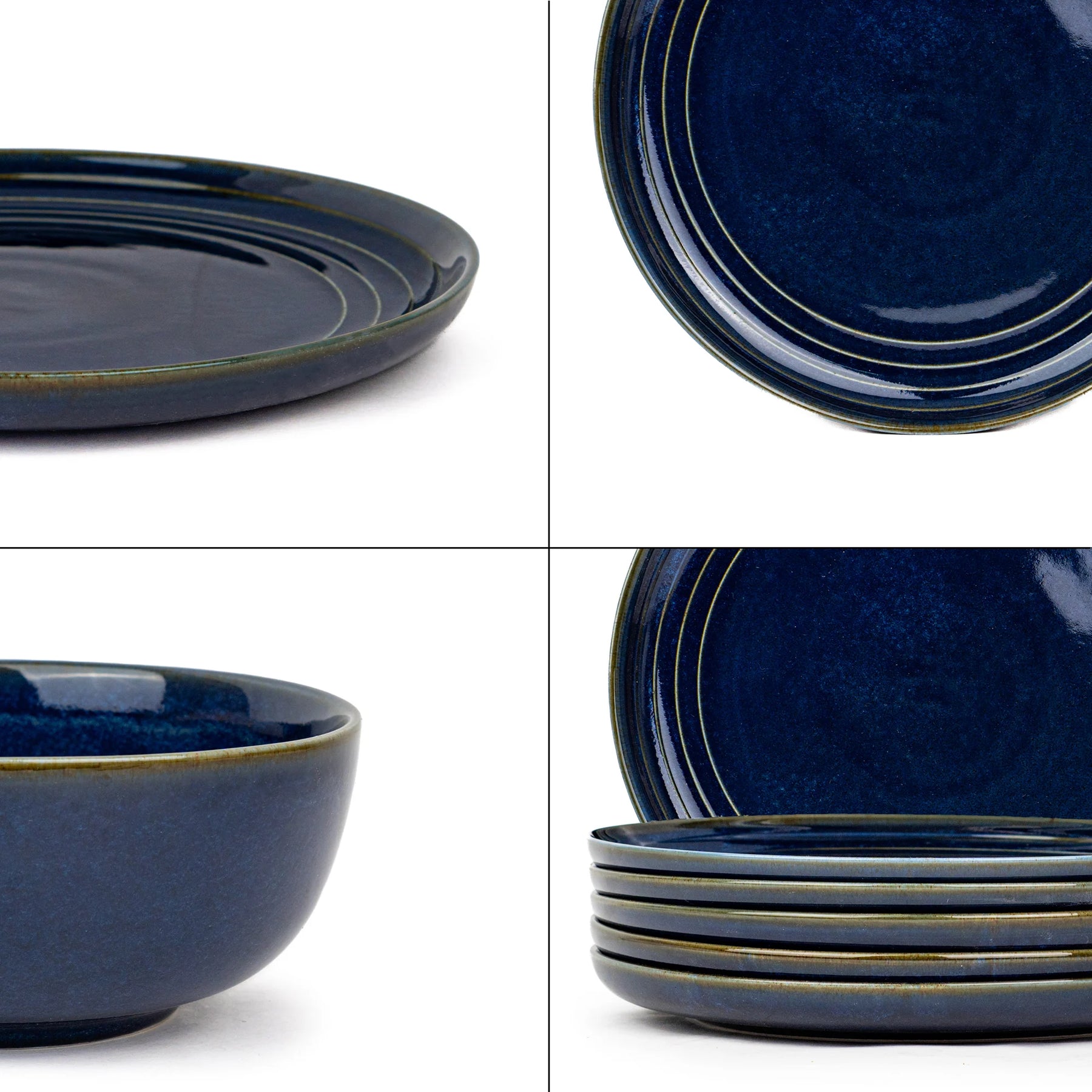 Ceramic Dinner Set | Flow Collection | 12 Pieces | Blue
