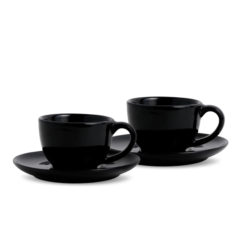 Ceramic Espresso Cup &amp; Saucer Set | Set of 2 | 100ml | Black