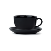 Large Cappuccino Cup Saucer Set, Black, 320ml | XL Cuppa Collection | Glossy Finish
