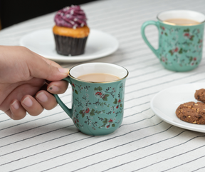 Ceramic Floral Tea Cup Set of 6, 180ml