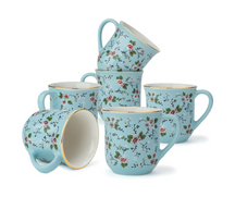 Ceramic Floral Tea Cup Set of 6, 180ml