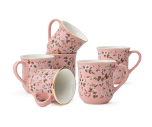 Ceramic Floral Tea Cup Set of 6, 180ml