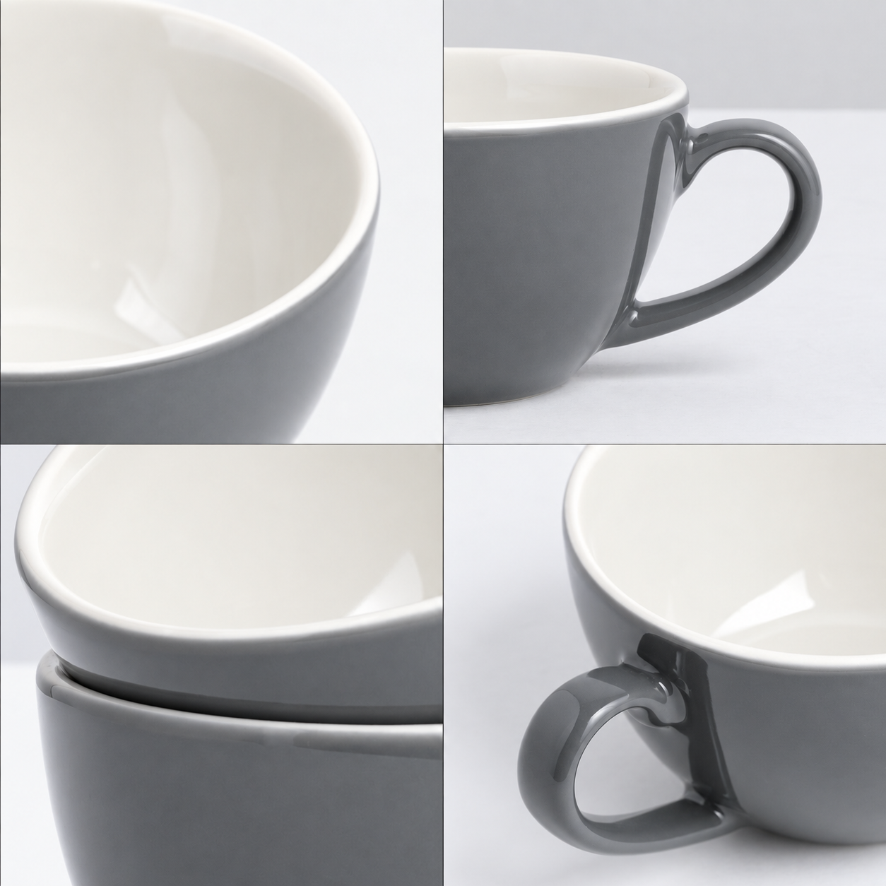 Grey Ceramic Cappuccino Cups – 250 ML | Set of 2