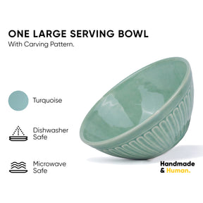 Ceramic Serving Bowl, 1400ml, 1 Pc, Light Mint | Large Size | Georgian Collection