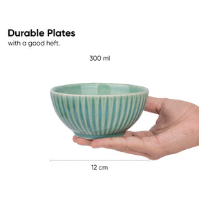 Ceramic Snack Bowl Set | 330ml | Set of 4 | Glossy Finish | Premium Stoneware