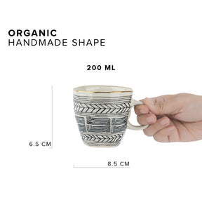 Handpainted Ceramic Coffee Cup Set | Set of 6 | 250ml | Glossy Finish