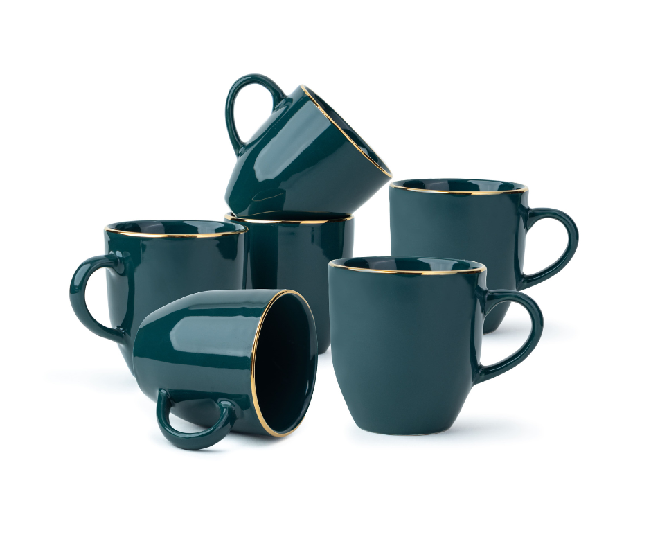 Ceramic Coffee Mug Set – Gold Line