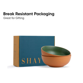 Two ceramic bowls with a 'SHAY' branded box on a white background