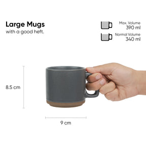 Japandi Large Ceramic Coffee Mug Set | Matte Finish | Coffee & Tea Mug | Microwave Safe