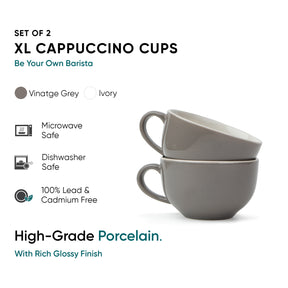 Large Ceramic Coffee Cup Set 320ml | XL Cuppa Collection | Glossy Finish