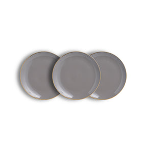Ceramic Dinner Plates Set – 6 Pieces | Grey Gold | Glossy Finish | Premium Ceramic | Goldline Series | Elegant Plates for Dinner Table