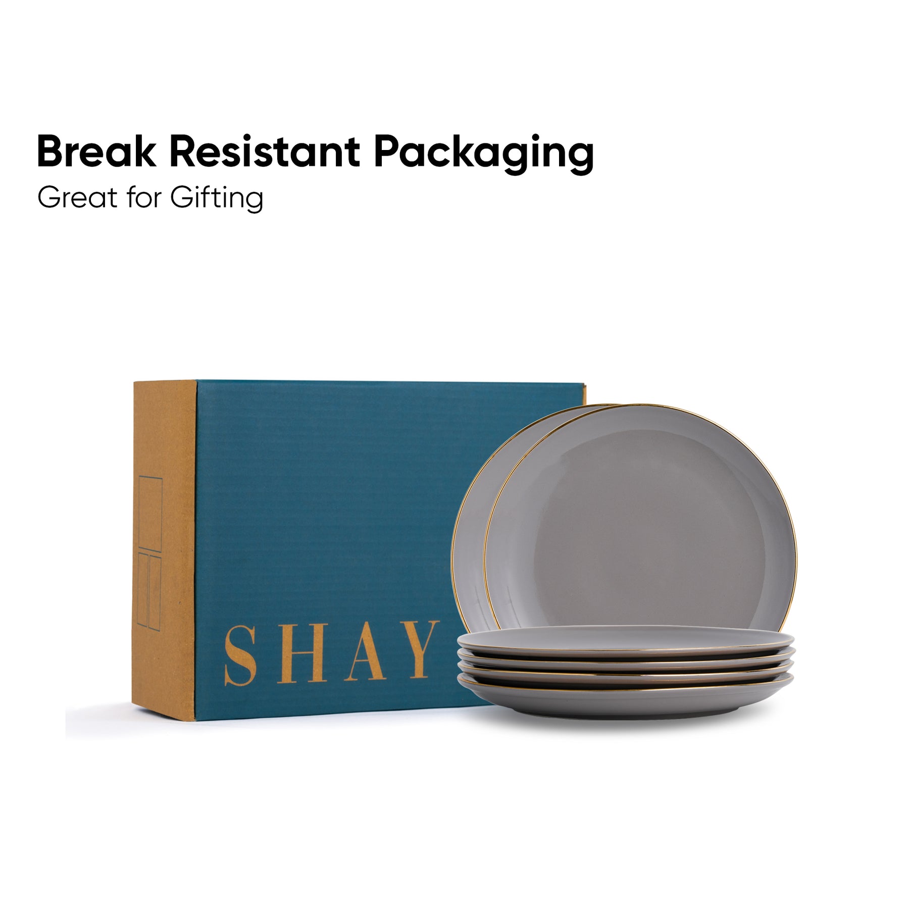 Ceramic Dinner Set – 12 Pieces | Grey Gold | Glossy Finish | Premium Ceramic | Real Gold Detailing | Goldline Series