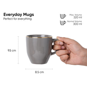 Ceramic Coffee Mug 300ml – Grey with Gold Detailing | Milk Mug
