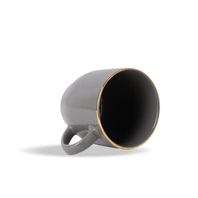 Ceramic Coffee Mug 300ml – Grey with Gold Detailing | Milk Mug