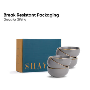 Ceramic Veg Bowls Set of 6 for Dinner | 180ml | Glossy Finish | Premium Ceramic | Gold Rim | Gold Line Collection | Multipurpose Katori Set