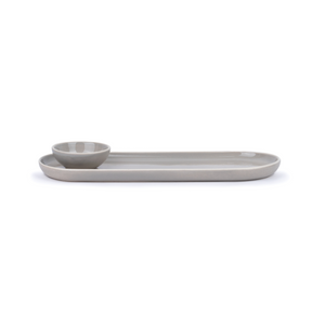 Large Oblong Ceramic Serving Platter – Grey | Modern Series | Big Serving Plate