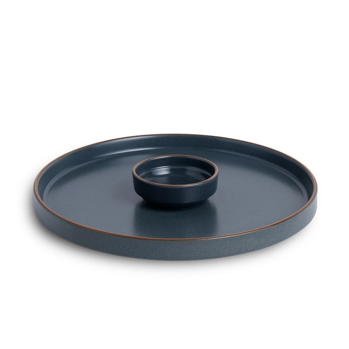 Large Round Ceramic Serving Platter – 1 Platter, 1 Dip | Modern Series | Matte Finish | Platters Serving Set | Ceramic Platter (Japandi Platter)