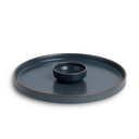 Large Round Ceramic Serving Platter 1 Platter, 1 Dip || Matte Finish | Japandi Platter Grey