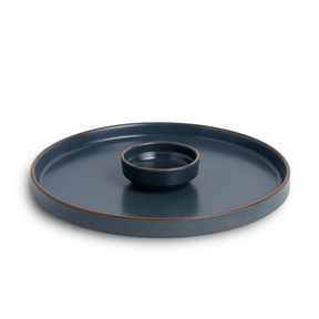 Large Round Ceramic Serving Platter – 1 Platter, 1 Dip | Modern Series | Matte Finish | Platters Serving Set | Ceramic Platter (Japandi Platter)