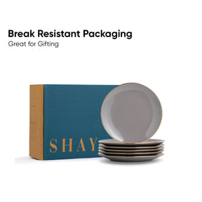 Quarter Plates Set of 6, Grey Gold Goldline Series | Glossy Finish | Snack Plates