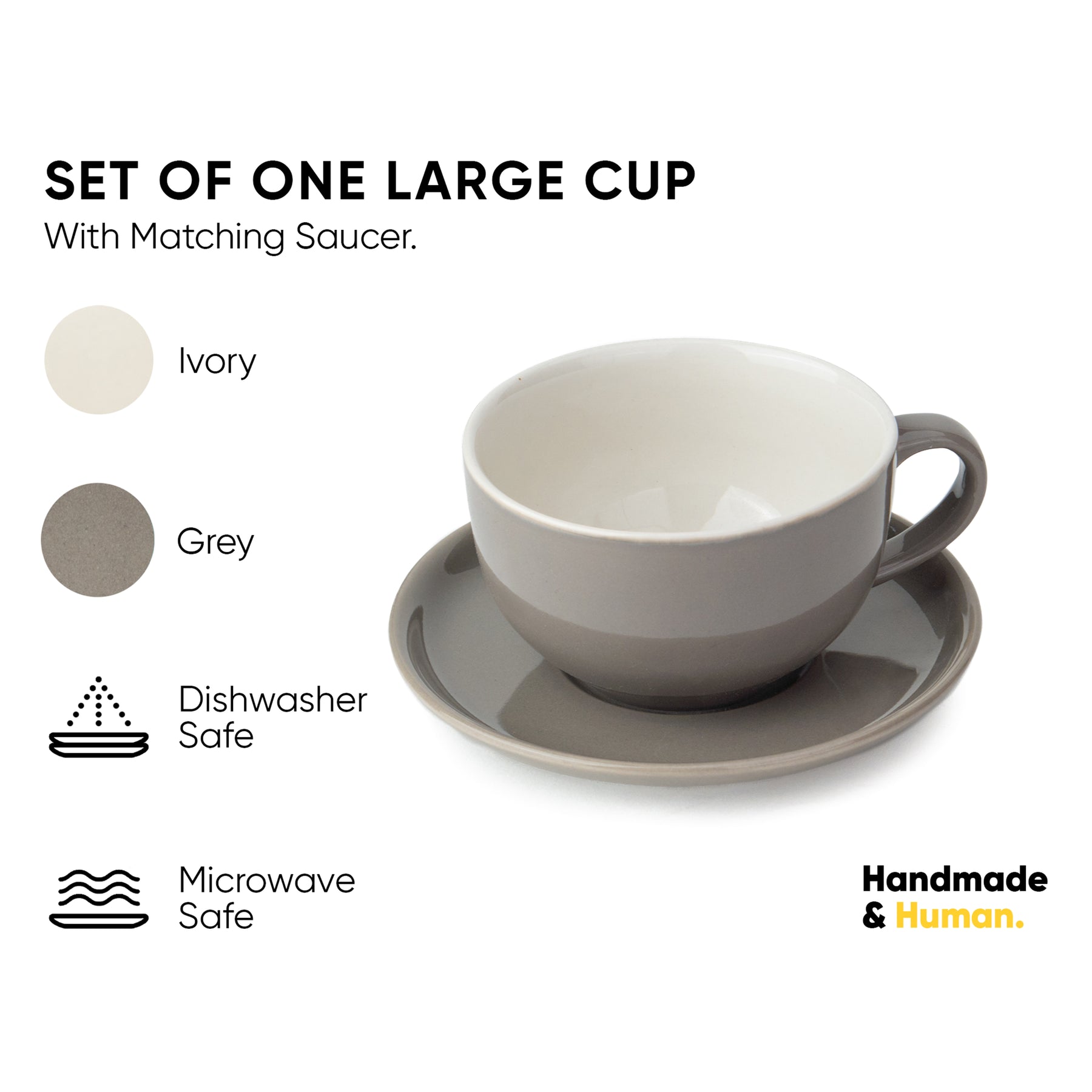 Cappuccino Cup & Saucer Set 320ml – Grey Ivory | XL Cuppa