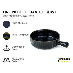 Ceramic Pasta Bowl with Handle | Self Reactive Collection | Serving Bowl