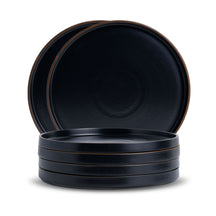 Ceramic Dinner Plates Set, 6 Pieces | Japandi Series | Matte Finish Black