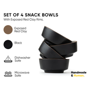 Ceramic Snack Bowl Set | 330ml | Set of 4 | Glossy Finish | Premium Stoneware