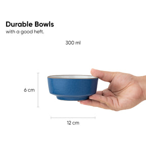 Ceramic Snack Bowl Set | 330ml | Set of 4 | Glossy Finish | Premium Stoneware