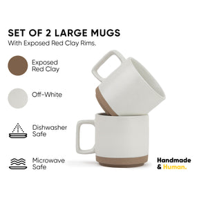 Japandi Large Ceramic Coffee Mug Set | Matte Finish | Coffee & Tea Mug | Microwave Safe